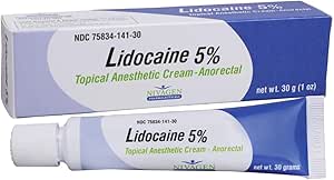 Nivagen Crema anorrectal de lidocaína de máxima fuerza al 5% | Alivio de hemorroides del dolor, picazón, ardor | Tubo de 1.06 oz de lidocaína 5% crema