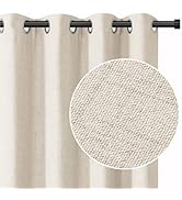 INOVADAY 100% Cream Blackout Curtains 84 Inch Length 2 Panels Set, Thermal Insulated Linen Blacko...