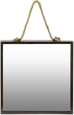 Urban Trends Metal Square Wall Mirror with Rope Hanger, Tarnished Bronze