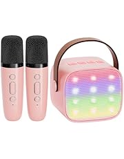 YLL Mini Karaoke Machine for Kids Adults, Portable Bluetooth Speaker with 2 Wireless Microphones,18 Pre-Loaded Songs Toys Birthday Gifts for Girls 4, 5, 6, 7, 8+ Years Old Toddler Teens - MULTICOLOR