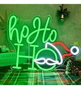 FAXFSIGN Hohoho Neon Sign Led Santa Hat Neon Lights for Wall Decor Usb Light Up Signs for Bedroom...