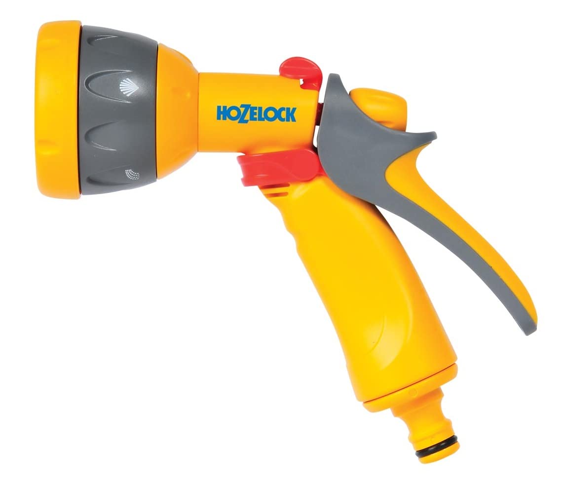 HozelockMulti-Jet Spray Gun : Ideal for Daily Use, Multi-tasking Gun, Locking Function and Flow Control, 5 Patterns: Cone, Jet, Fast Fill, Fine Rose Flat [2676P0000]