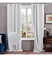 Deconovo Total Blackout Curtains 2 Panels 84 Inch Long, Lightweight Thermal Insulated Silvery Whi...