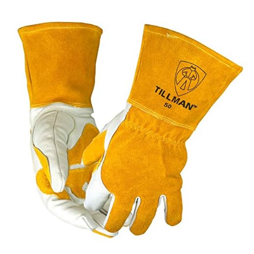 John Tillman and Co 50XL Top Grain Leather MIG Gloves with Split Leather Palm Reinforcements, Split Leather Back, Fleece Lining, Seamless Forefinger and Elastic Back (Carded), X-Large (TIL50XL)