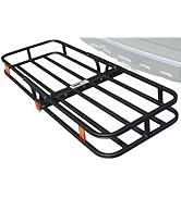 MaxxHaul 70107 53" x 19-1/2" Hitch Cargo Carrier - Trailer Mount Steel With High Side Rails For R...