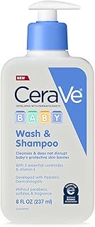 CeraVe Baby Wash & Shampoo | Fragrance, Paraben, & Sulfate Free Shampoo for Tear-Free Baby Bath Time | 8 Ounce