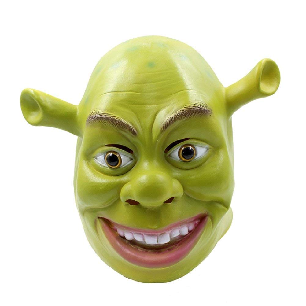 Buy Shrek Costume Halloween Cosplay Full Head Green Adult Shrek Latex ...