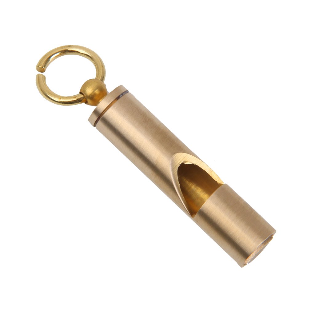 Generic Outdoor Vintage Survival Brass EDC Key Chain Pendant Whistle First Aid Tool