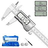 Digital Caliper Measuring Tool, Stainless Steel Vernier Caliper Digital Micrometer with Large LCD...