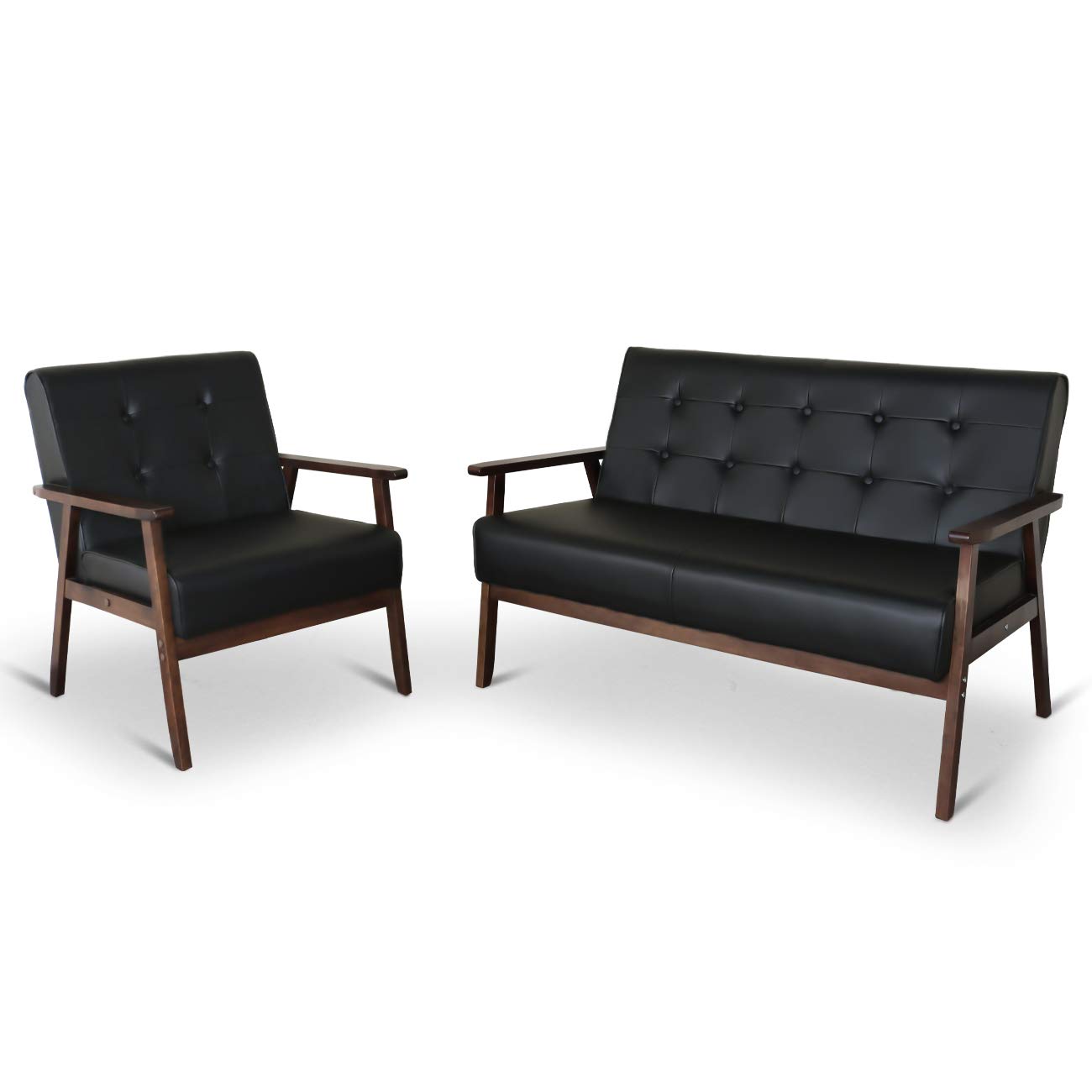 JIASTING Mid-Century Retro Modern Living Room Sofa Set with Loveseat and Seating Sofa Chair, Couch and Lounge Chairs