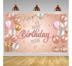 OSDUE Happy Birthday Banner, Geburtstag Dekoration Roségold, Banner Geburtstag, Deko Geburtstag Mädchen, Happy Birthday Dek…