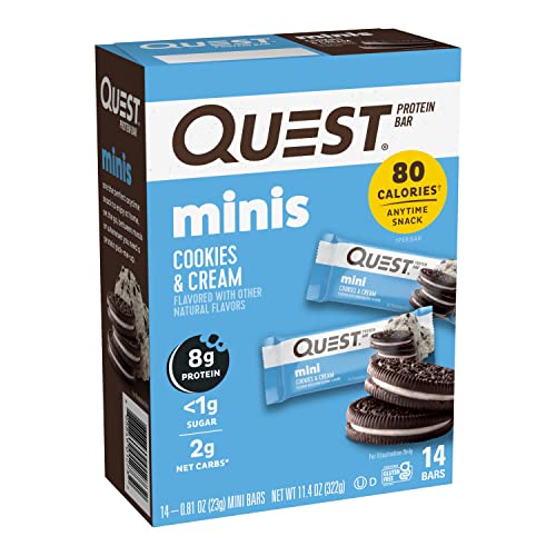 quest vapco - Quest Nutrition Mini Cookies & Cream Protein Bars, High Protein, Low Carb, Keto Friendly, 14 Count