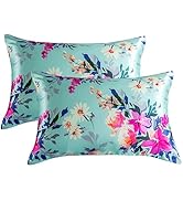 Silky Satin Pillowcase, Vintage Floral Pillow Covers 2 Pack Pillowcases for Hair and Skin Luxury ...