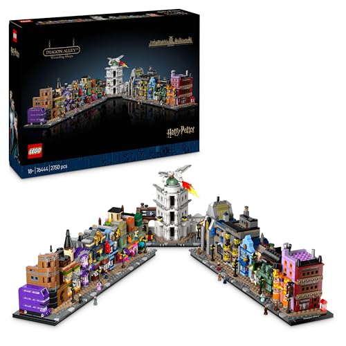 LEGO Harry Potter Les boutiques Magiques du Chemin de Traverse - Modèle Magique à Construire pour Adultes - Boutiques Miniatures en Briques - 12 microfigurines Collector - 76444