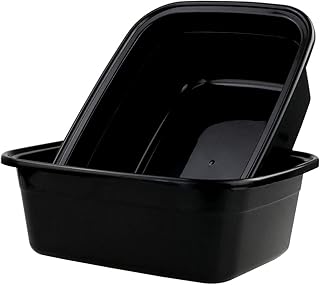 Rinboat Rectangle Plastic Black Washing Up Bowls Basins, 2-Pack