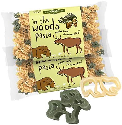 Pastabilities Fun Shaped Pasta for Kids - In the Woods - Fun Bear and Moose Animal Theme, Non-GMO Natural Wheat and Vegetable Pasta, All-Natural, Kosher Certified, Made in the USA, (2 Pack, 14 Oz)