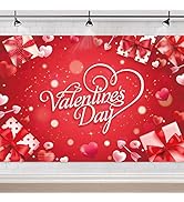 ONCTTOS Valentine's Day Party Backdrop Banner, 5*3 ft Happy Valentine's Day Banner, Pink and Red ...