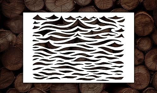 Wave Stencil, Wave Wall Stencil, Ocean Wave Stencil, Ocean Waves Stencil, Ocean Stencils for Painting on Wood, Canvas, Paper, Fabric, Wall, and Furniture - 8.5x11 inch