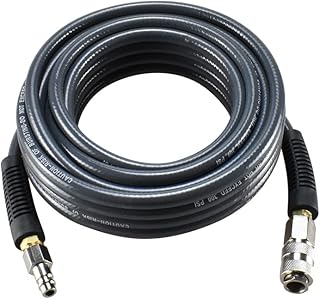 aunstarwei PVC Reinforced Air Compressor Hose Grey with 1/4" Europe Steel Quick Coupler and Plug Fittings, 10m Length