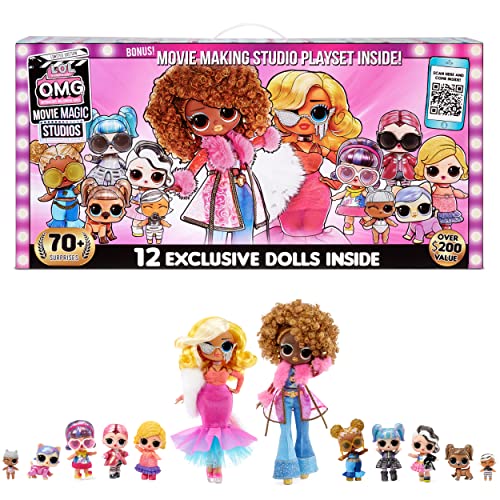 LOL Surprise OMG Movie Magic Studios with 70+ Surprises, 12 Dolls Including 2 Fashion Dolls, 4 Movie Studio Stages, Green Screen & Accessories- Gift Toy for Girls Boys Ages 4 5 6 7+ Years