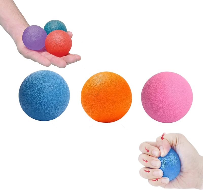 3 Pcs Gel Hand Balls, Hand Therapy Squeeze Exercise Stress Relief Balls Finger Wrist for Arthritis Hand, Finger, Grip Strengthening, Muscle Focus Improvement, Anxiety