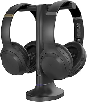 Image of Avantree Duet - Dual Wireless Headphones for TV Listening with Transmitter & Charging Stand, Clear Dialogue & Volume Boost for Seniors, Compatible with TVs Equipped with OPT or AUX Audio Output Ports