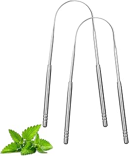 Yiwafu 2 Pack Tongue Scraper,stainless Steel Tongue Cleaners,Tongue Scraper for Adults and Kids, Reduce Bad Breath and Fre...