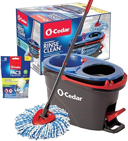 O-Cedar EasyWring RinseClean Microfiber Spin Mop & Bucket Floor Cleaning System with Citrus Pac (Variety Pack)