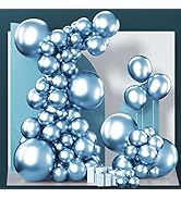 PartyWoo Metallic Light Blue Balloons, 140 pcs Blue Balloons Different Sizes Pack of 18 Inch 12 I...