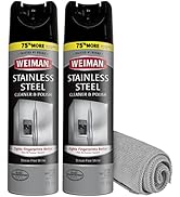 Weiman Stainless Steel Cleaner & Polish Streak-Free Shine - For Refrigerators, Oven, Dishwasher, ...