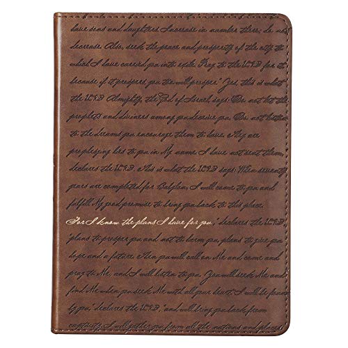 Christian Art Gifts Brown Faux Leather Journal | For I