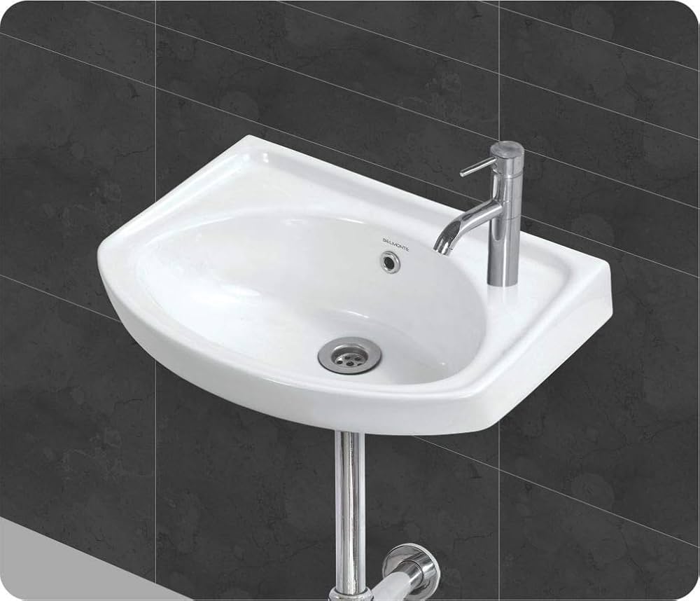 Belmonte Wall Mount Ceramic Small Wash Basin | Glossy Finish | 18 ...