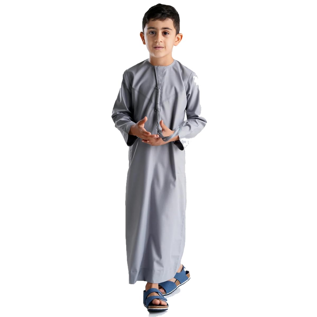 GenericYATHREB Kids Light Grey Kandoora Thobe Arab dress Thobe, Dishdasha, Kandora Arabic Muslim Wear For Kids Islamic Muslim Praying Dressing Robe