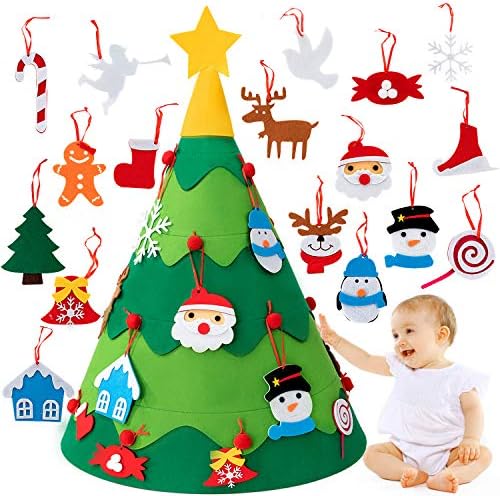 HBlife 3D DIY Felt Christmas Tree Set Christmas Decorations Clearance, Xmas Wall Hanging Ornaments Gifts for Kids Christmas Home Door Decorations