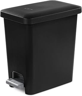 Sterilite 2.7 Gallon Rectangular StepOn Wastebasket with Lid, Small Plastic Trash Can for The Bathroom, Bedroom or Home Of...