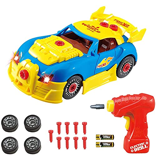 Think Gizmos Take Apart Toy Car For 3 4 5 Year Old Boys & Girls – Fun Toy With Working Drill - Build Your Own Car Kit STEM Toy - Realistic Engine Sounds & Lights