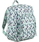 Eastsport Carry On Travel Weekender Backpack with Extra Large Main Compartment, Mint/Grey Triangles