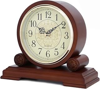 Handcrafted Solid Wood Mantel Clock with Chiming Feature Battery Operated for Fireplace Mantel Office Desk Shelf Elegant H...