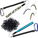 JIGITY - 2 Pack Wacky Rig Tool and O Rings (220pcs) | Blue + Camouflage Tools for Senkos Stick Bait Neko Ned Finesse Rigging Style Kit Bass Fishing Gear Aluminum Metal Tube (NO Worms or Hooks)