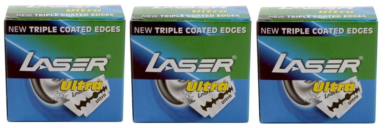 laser shaving Ultra Double Edge Safety Razor Blades with Triple Coated Edges -Set of 50 Pieces | Pack of 3