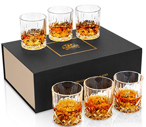 KANARS Whiskey Glasses Set of 6 with Elegant Gift Box,10 Oz Premium Old Fashioned Crystal Glass Tumbler for Liquor, Scotch, Cocktail or Bourbon Drinking Tasting