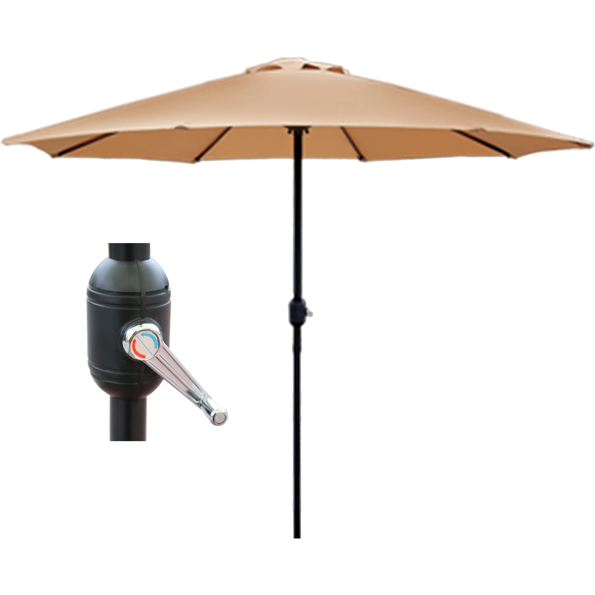 GlamHaus Garden Parasol Table Umbrella 2.7M with Crank Handle for Outdoors, UV40 Protection, Includes Parasol Protection Cover, Gardens and Patios - Robust Steel, Cream, Green, Sand, Grey, Khaki