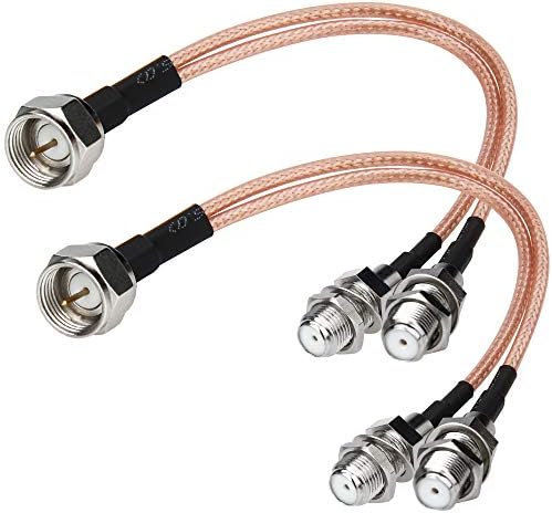 RFAdapter F-Type RG6 Splitter Coax Cable, 2 Pack 75Ohm TV Antenna 3 Way Splitter Combiner F Male to F Dual Female RG316 Coaxial Cable 6inch