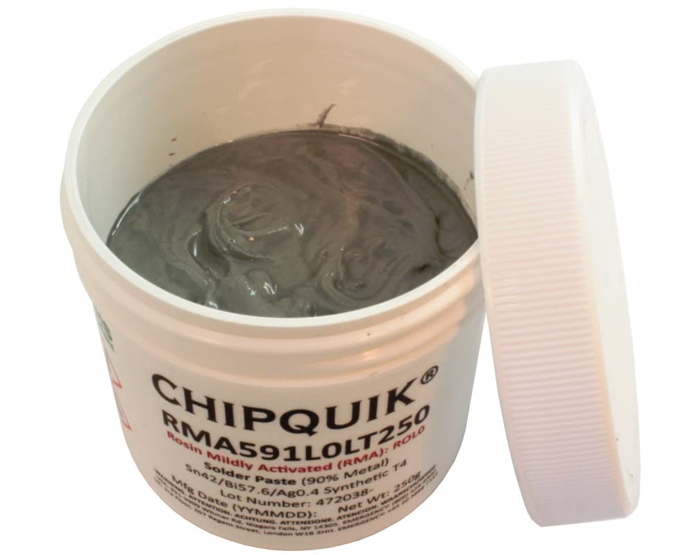 Chip QuikRMA591L0LT250 RMA Solder Paste Sn42/Bi57.6/Ag0.4 Ultra Low Balling T4 (250g jar) ROL0