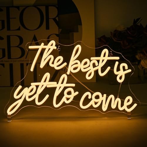 FAXFSIGN The Best Is Yet to Come Neon Sign Warm White Letter Led Neon Lights for Wall Decor Usb Word Light Up Signs for Bedroom Home Bar Classroom Graduation Ceremony Wedding Birthday Party Kids Room Teens Gifts