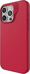 ZAGG Manhattan Snap iPhone 15 Pro Max Case - Premium Silicone iPhone Case, Durable Graphene Material, Smooth Surface with a Comfortable Ripple Grip, MagSafe Phone Case, Red