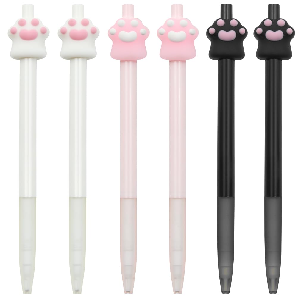 6 Pieces Cat Paw Mechanical Pencil, Cute Cat Press Automatic Mechanical Pencils for Office School Supplies, 0.5 mm