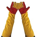 23.6" Inch Long Sleeves Welding Safety Gloves, Cotton Lined And Kevlar Stitching Welders Gauntlets Wood Burners Accessories Gloves, Heat Resistant Stove Fire And Barbecue Gloves (23.6 Inches)