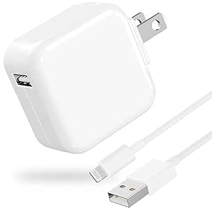 [Apple MFi Certified] iPad Charger, Stuffcool 2.4A 12W USB Wall Charger with Foldable Plug &amp; 2 Pack 6FT Lightning Cable Fast Charging Data Sync Transfer Compatible with iPhone 12/11/XS/XR/X 8 7 6/iPad