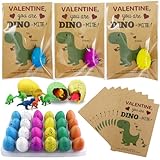 Y_Bong Valentines Day Gifts for Kids - 24 Pack Dinosaur Egg Hatching Card Bulk - Funny Dino Valentine Exchange Cards for Boys Girls Toddler School Class Classroom Party Favors